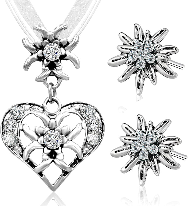 Edelweiß Schmuckset mit Herzanhänger – HerzGlanz Oktoberfest 2025