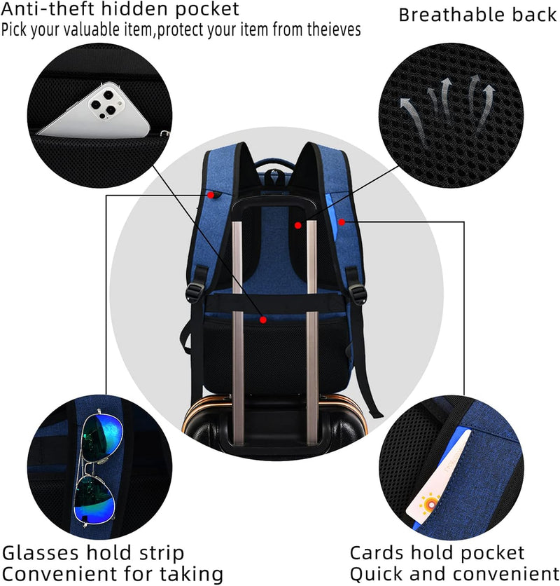 Wasserdichter Reise-Laptoprucksack mit USB-Anschluss und organisierter Aufbewahrung