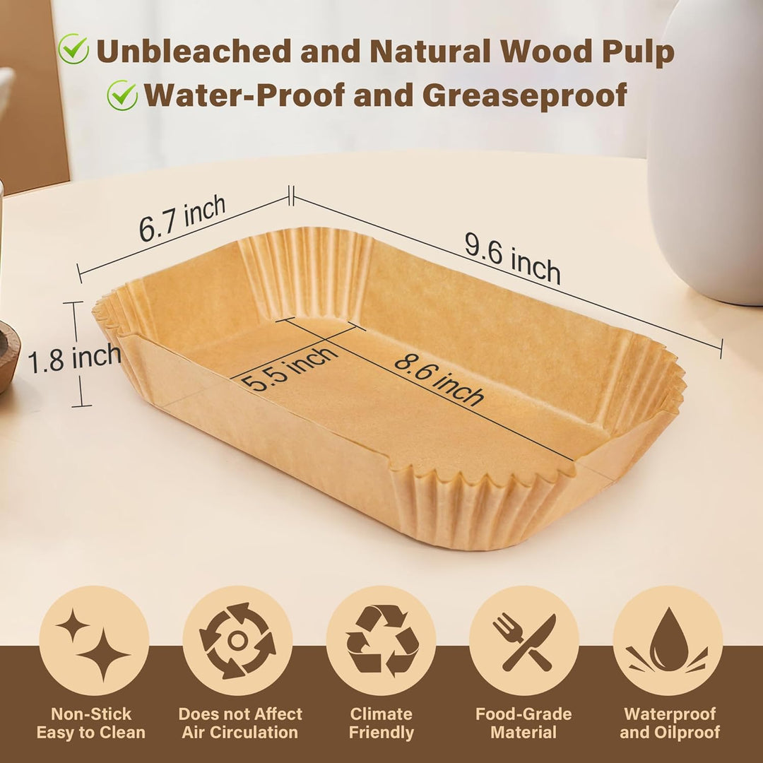 Braune Backform aus ungebleichtem Holzstoff, wasserfest, fettabweisend, 8,6x6,7x1,8 Zoll.