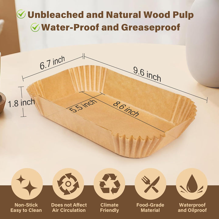 Braune Backform aus ungebleichtem Holzstoff, wasserfest, fettabweisend, 8,6x6,7x1,8 Zoll.