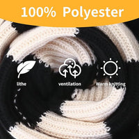 Schwarz-weißer Schal aus 100% Polyester, atmungsaktiv, warm, weiches Strickmaterial.