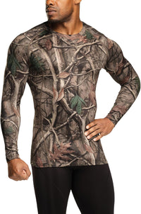 Langarmshirt Herren Tarnmuster, Outdoor-Sport, atmungsaktiv, schnell trocknend, Jagdbekleidung.