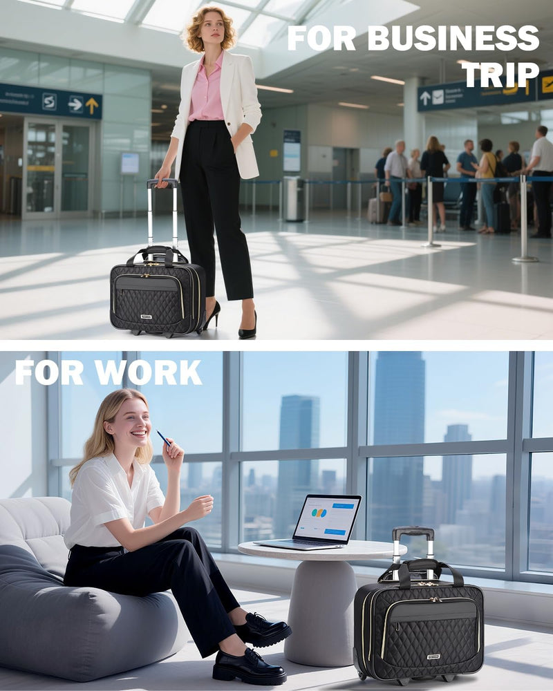 15,6" Rollkoffer für Laptop mit Mehreren Fächern & Flugzeugzugelassene Abmessungen