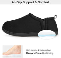 Schwarzer Hausschuh mit Memory Foam, rutschfest, bequem, für den täglichen Gebrauch.