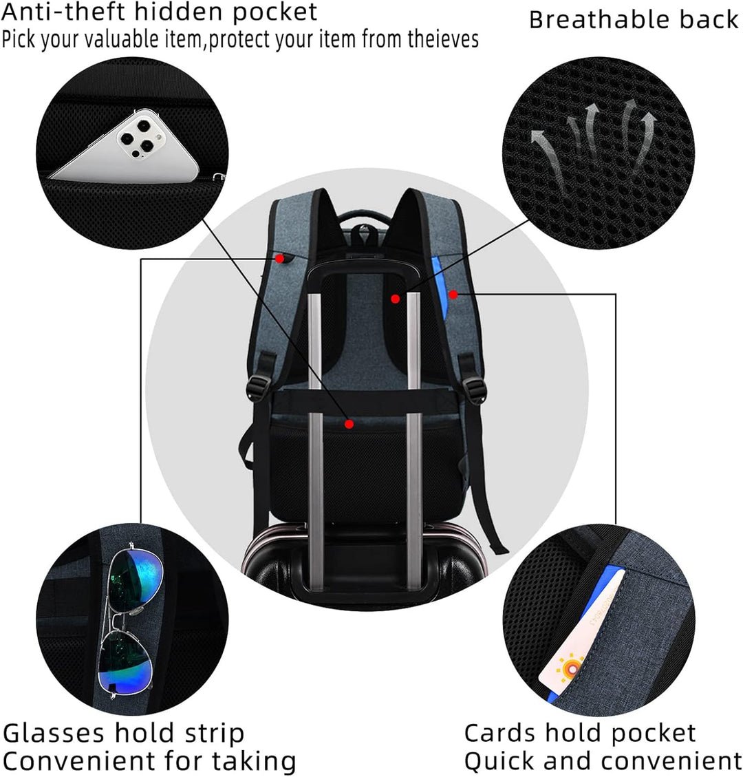 Wasserdichter Reise-Laptoprucksack mit USB-Anschluss und organisierter Aufbewahrung
