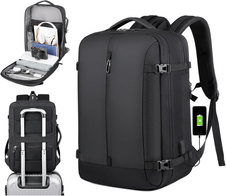 40L Erweiterbarer Wasserdichter Reiserucksack mit USB-Anschluss & 17” Laptopfach – AirVoyage