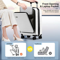 Erweiterbarer Hartschalenkoffer mit Frontfach und TSA-Schloss