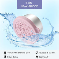 Rosa Edelstahl-Lebensmittelbehälter, auslaufsicher, wiederverwendbar, umweltfreundlich.