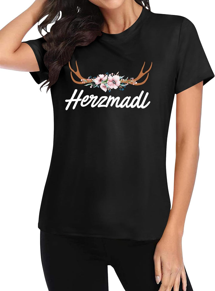 Damen Kurzarm Herzmadl T-Shirt – Lena Oktoberfest 2025