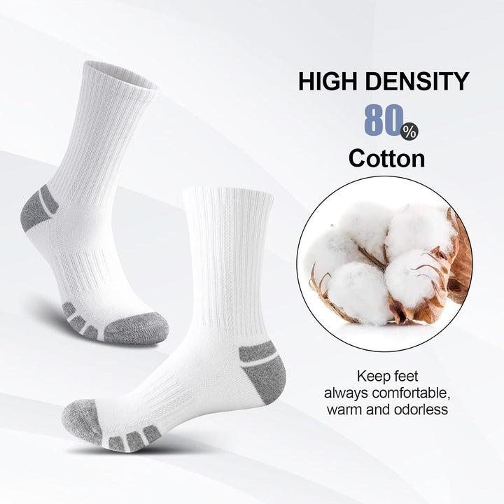 Weiße Sportsocken, hohe Dichte, 80% Baumwolle, atmungsaktiv, geruchsfrei, bequem.