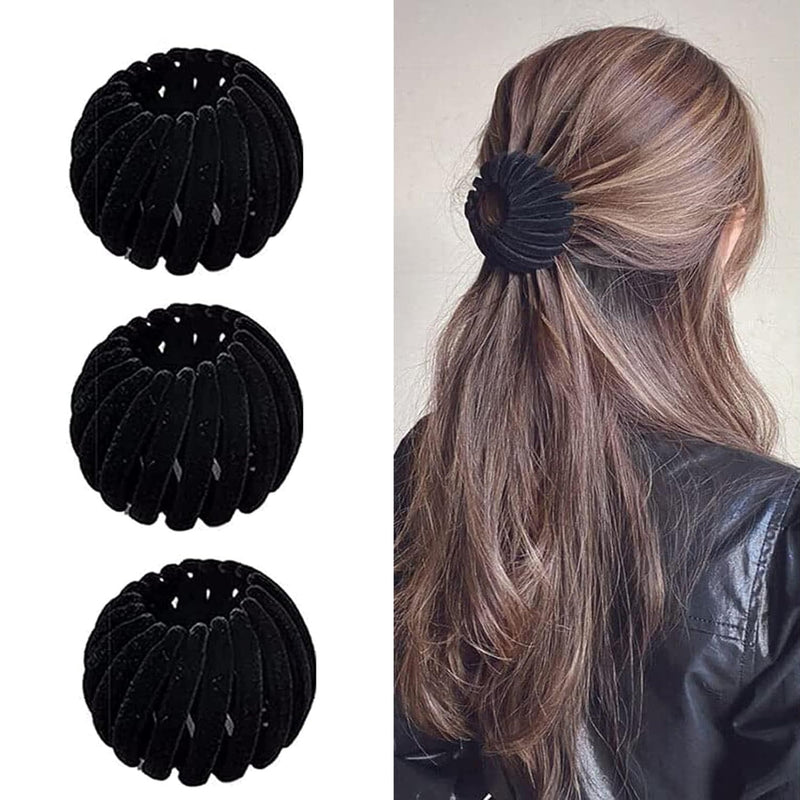 Schwarze Haarspange aus Samt, 3er-Set, für elegantes Haarstyling, Damen Accessoire.