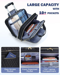 15,6" Rollkoffer für Laptop mit Mehreren Fächern & Flugzeugzugelassene Abmessungen