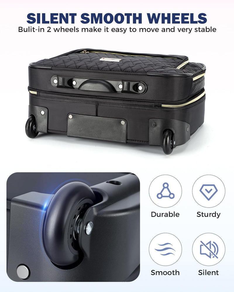 15,6" Rollkoffer für Laptop mit Mehreren Fächern & Flugzeugzugelassene Abmessungen