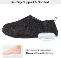 Dunkelgraue Hausschuhe mit Memory-Schaum, rutschfest, bequem, für den Innenbereich.