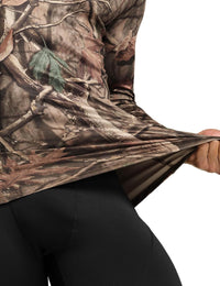 Camo-Langarmshirt für Damen, Tarnmuster, Outdoor-Bekleidung, Jagd, Polyester, dehnbar.