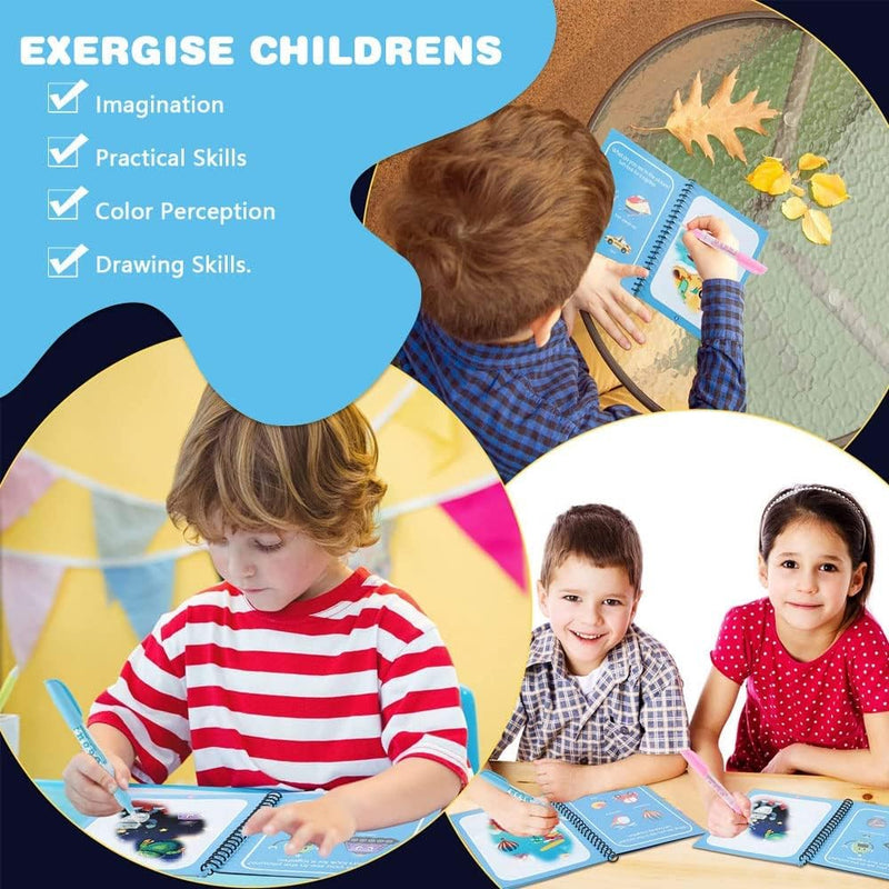 Set von 4 Wiederverwendbaren Wasserfarbenbüchern – AquaColor Bücher