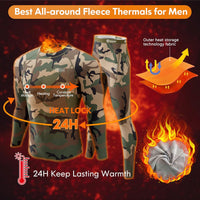 Tarnmuster Thermounterwäsche für Herren, Fleece, wärmespeichernd, langärmlig, Set.