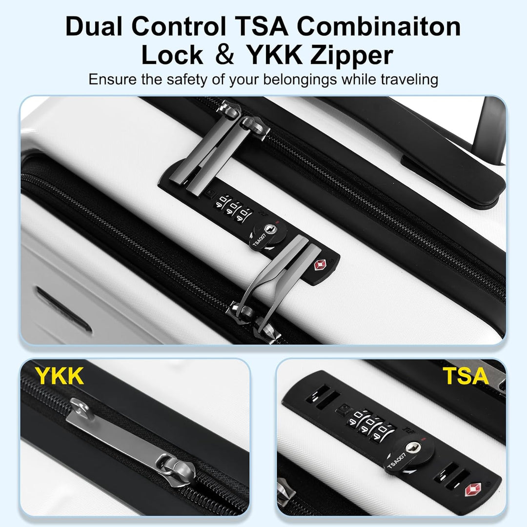 Erweiterbarer Hartschalenkoffer mit Frontfach und TSA-Schloss