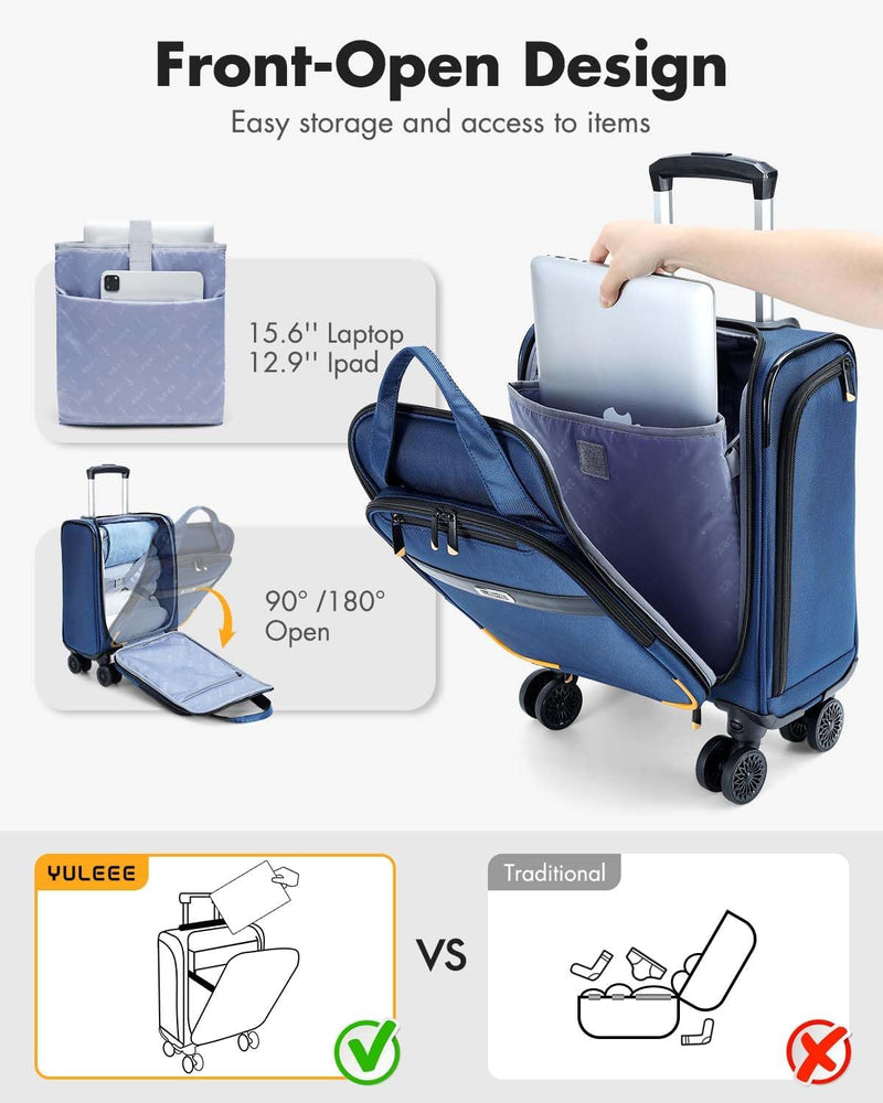 Fluggesellschaft-zugelassenes Unter-Sitz-Handgepäck mit Spinner-Rädern und Laptopfach