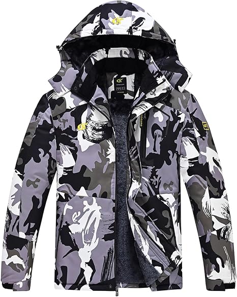 Camouflage-Winterjacke mit Kapuze, wasserdicht, winddicht, Herrenmode, Outdoor-Bekleidung.
