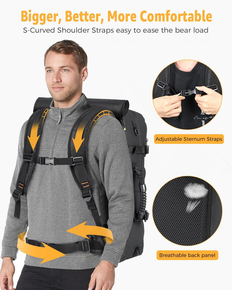 50L Flugbereiter Konvertierbarer Reiserucksack mit Schuhfach & USB-Anschluss