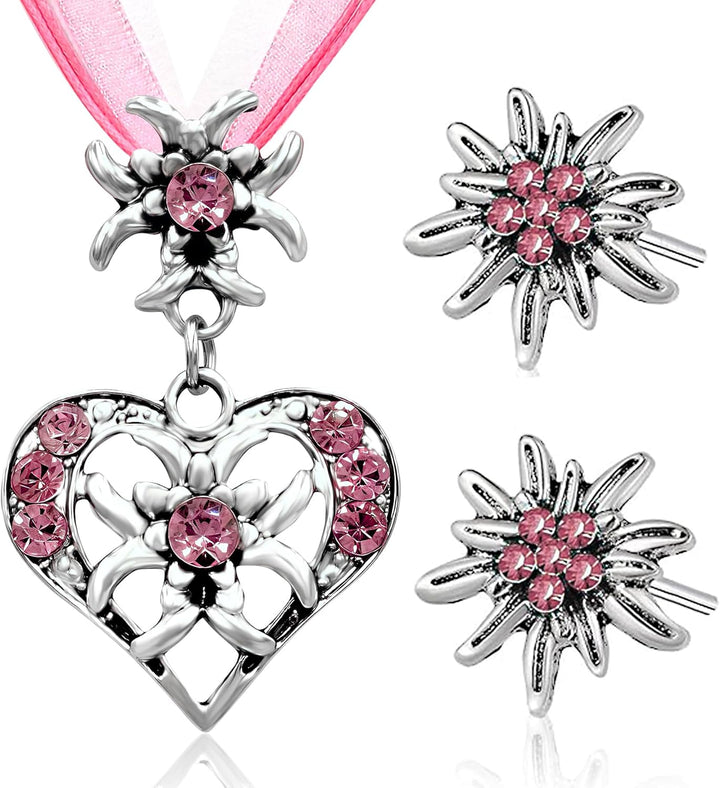 Edelweiß Schmuckset mit Herzanhänger – HerzGlanz Oktoberfest 2025