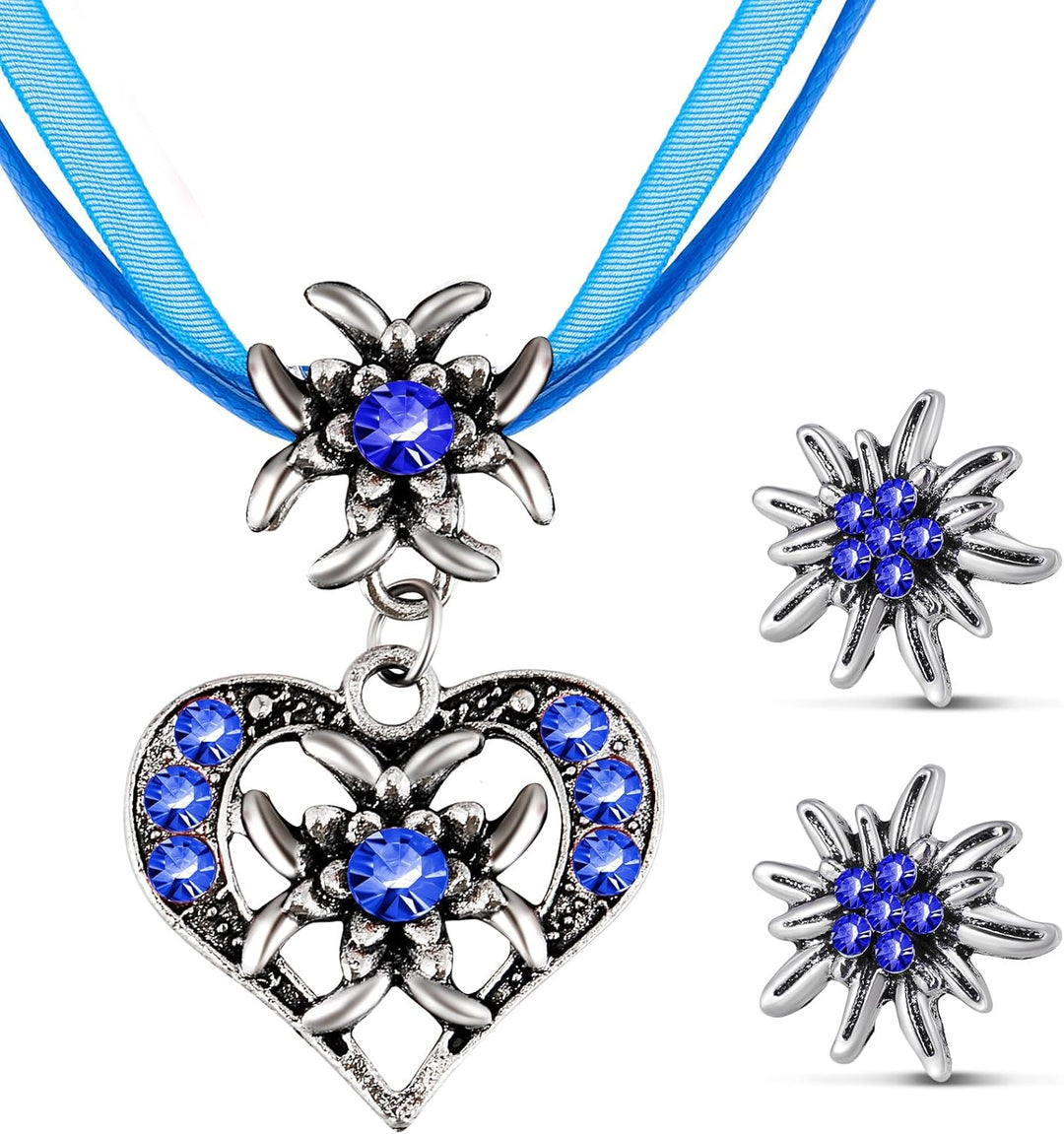 Edelweiß Schmuckset mit Herzanhänger – AlpenGlück Oktoberfest 2025