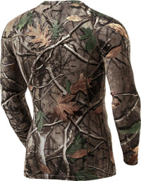 Langarmshirt mit Tarnmuster, Camouflage, Outdoor, Jagd, Polyester, Herrenbekleidung.