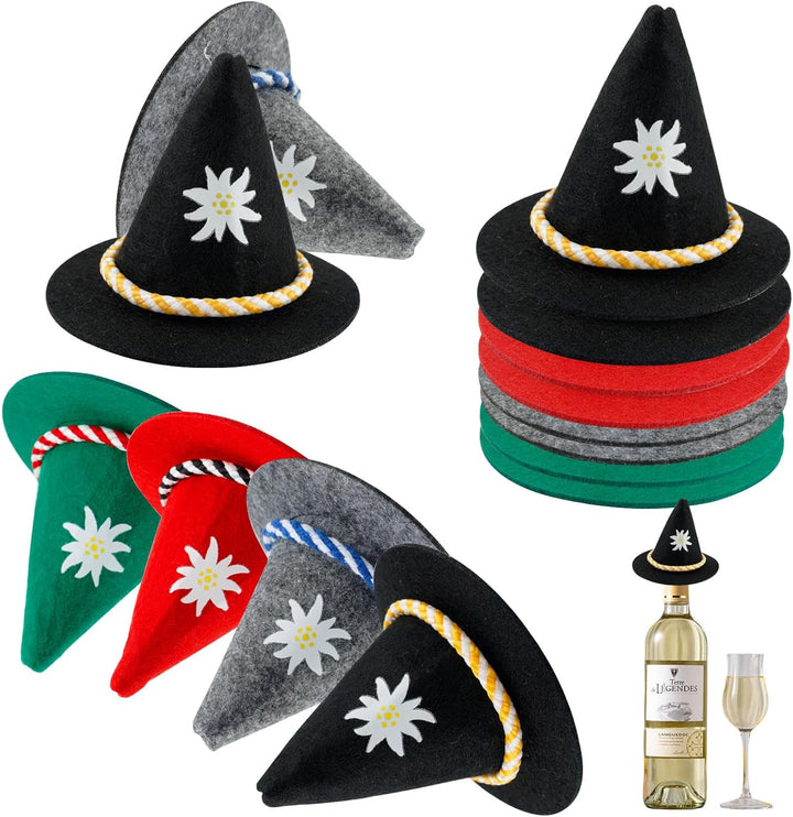 Mini-Trachtenhüte aus Filz im 12er-Set bunt – EdelweißGaudi Oktoberfest 2025