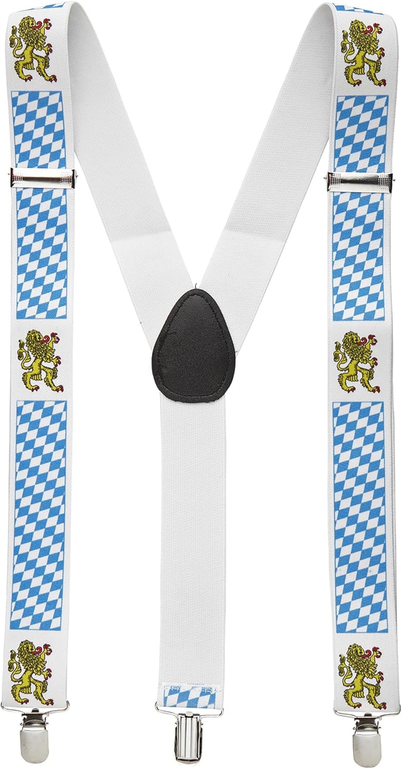 Trachten-Hosenträger mit Rautenmuster & Löwenmotiv – BayernPride Oktoberfest 2025