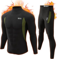 Schwarzer Thermo-Unterwäsche-Set für Herren, langärmelig, atmungsaktiv, ideal für Outdoor-Aktivitäten.