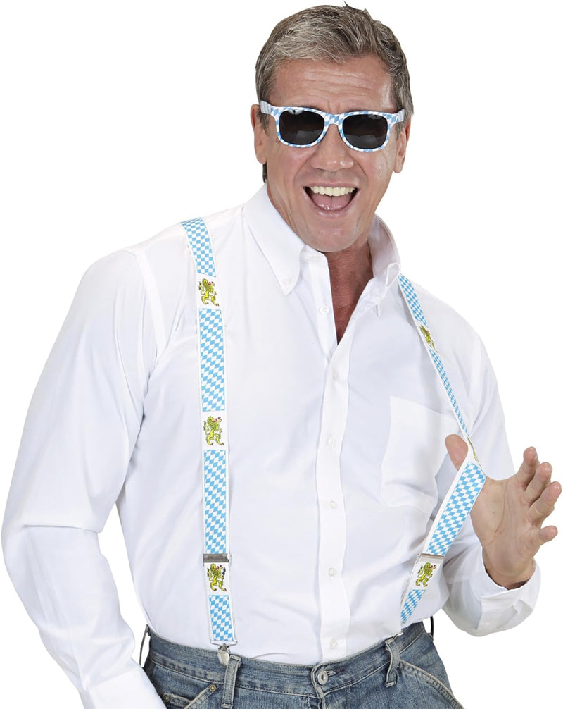 Trachten-Hosenträger mit Rautenmuster & Löwenmotiv – BayernPride Oktoberfest 2025