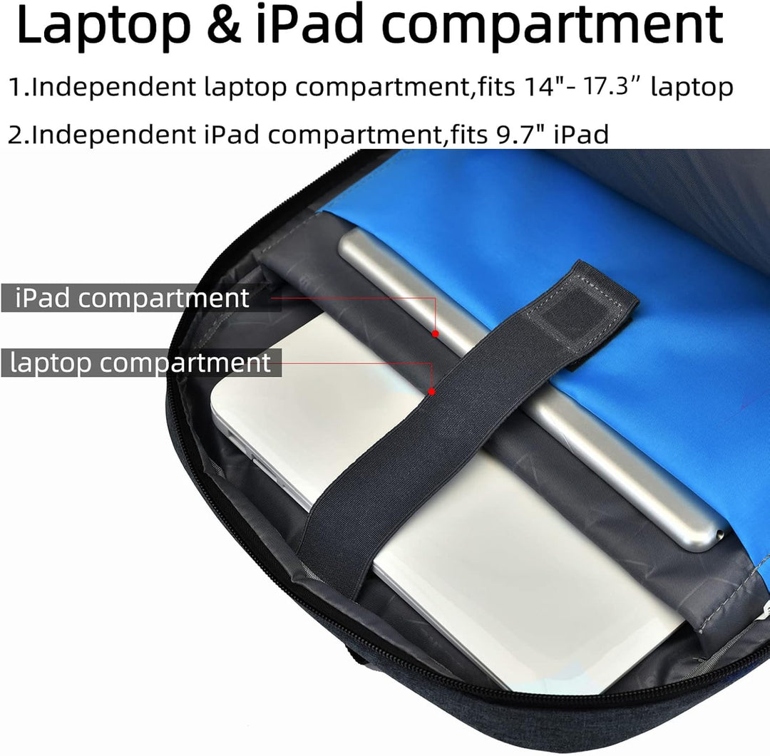 Wasserdichter Reise-Laptoprucksack mit USB-Anschluss und organisierter Aufbewahrung