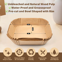 Ungebleichte Holzschalen, wasserdicht, fettabweisend, vorgeformt, 9x8 Zoll, umweltfreundlich.