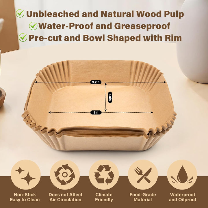 Ungebleichte Holzschalen, wasserdicht, fettabweisend, vorgeformt, 9x8 Zoll, umweltfreundlich.