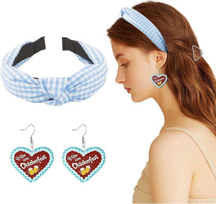 Karierter Haarreif & Lebkuchenherz-Ohrringe – BavariaCharme Oktoberfest 2025