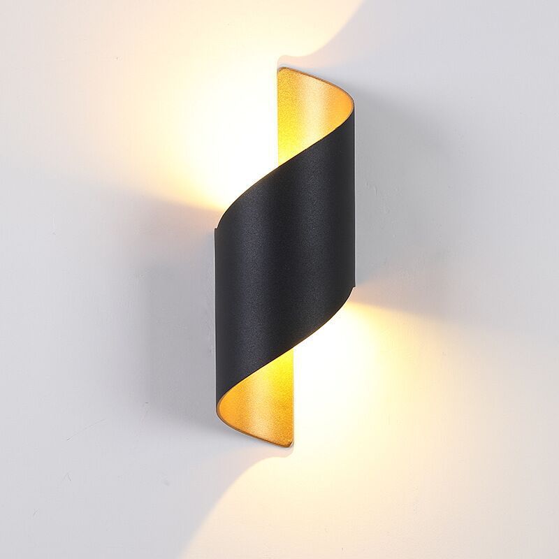 Schwarze LED-Wandleuchte, modernes Design, Innenbeleuchtung, energiesparend, warmweiß.