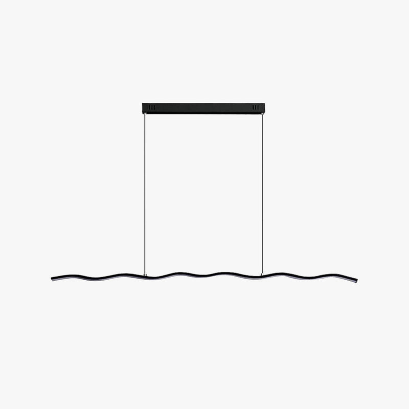 Moderne schwarze LED-Pendelleuchte, wellenförmig, minimalistisch, für Esszimmerbeleuchtung.
