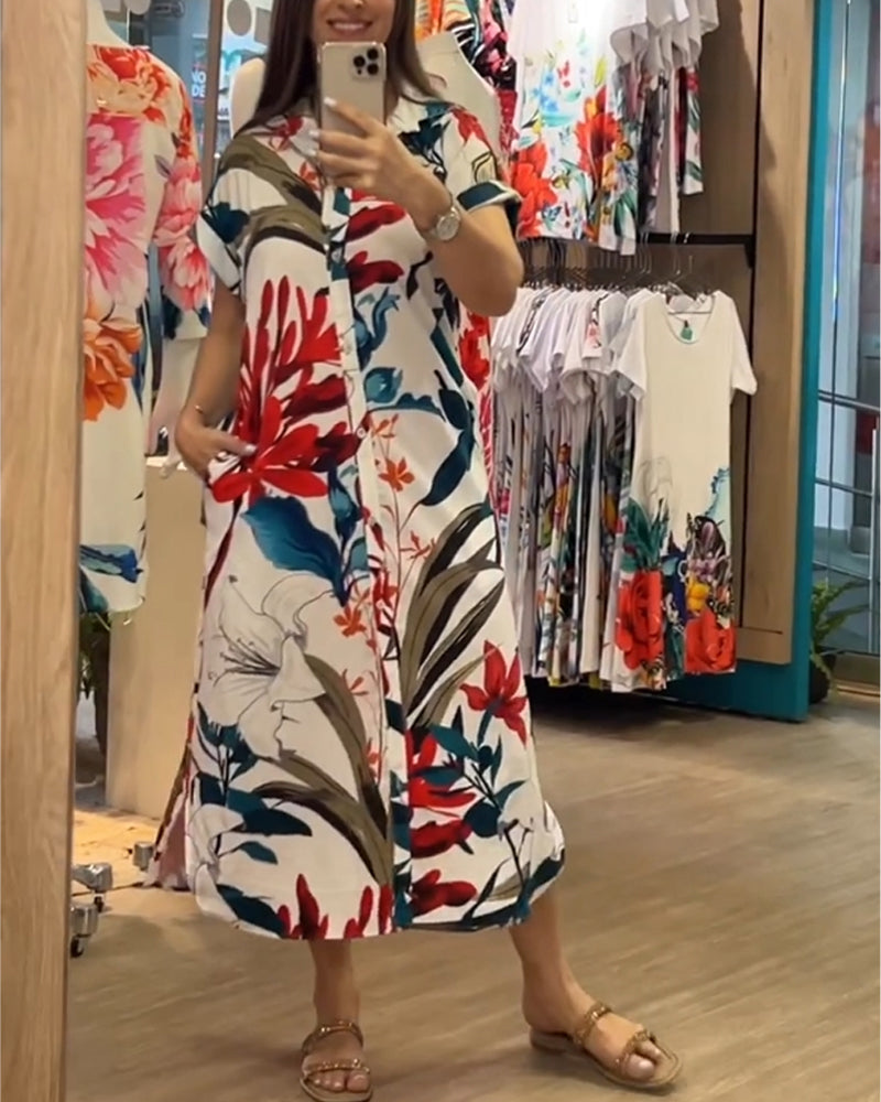 Trendiges Sommerkleid mit Print & Hemdkragen – Flora