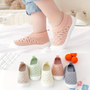Babyschuhe rutschfest, Strick, rosa, weiß, bequem, modisch, Kleinkind, weiche Sohle, Unisex