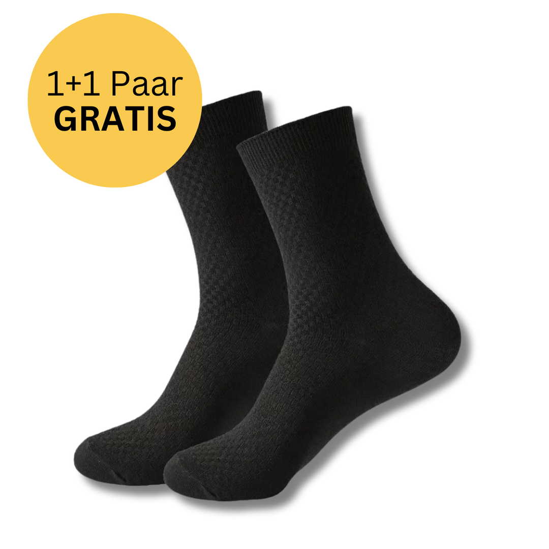 Schwarze Socken, Baumwolle, 1+1 Paar gratis, bequem, atmungsaktiv, unisex.