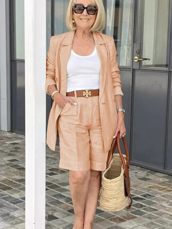 Trendy Damen Leinen Herbstanzug – Camille