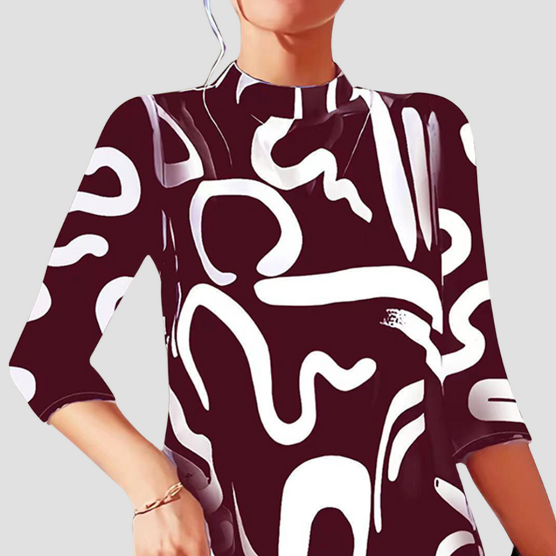 Minikleid mit langen Ärmeln & Rundhalsausschnitt – Elanora