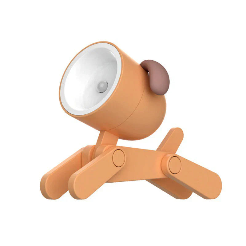 Orangefarbene, verstellbare LED-Tischlampe in Hundeform, modernes Design, Kinderzimmerbeleuchtung.