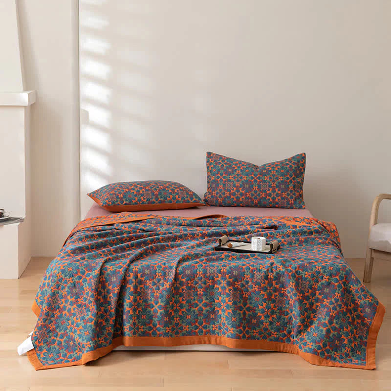 Baumwoll-Quilt mit blauem Muster – Florencia