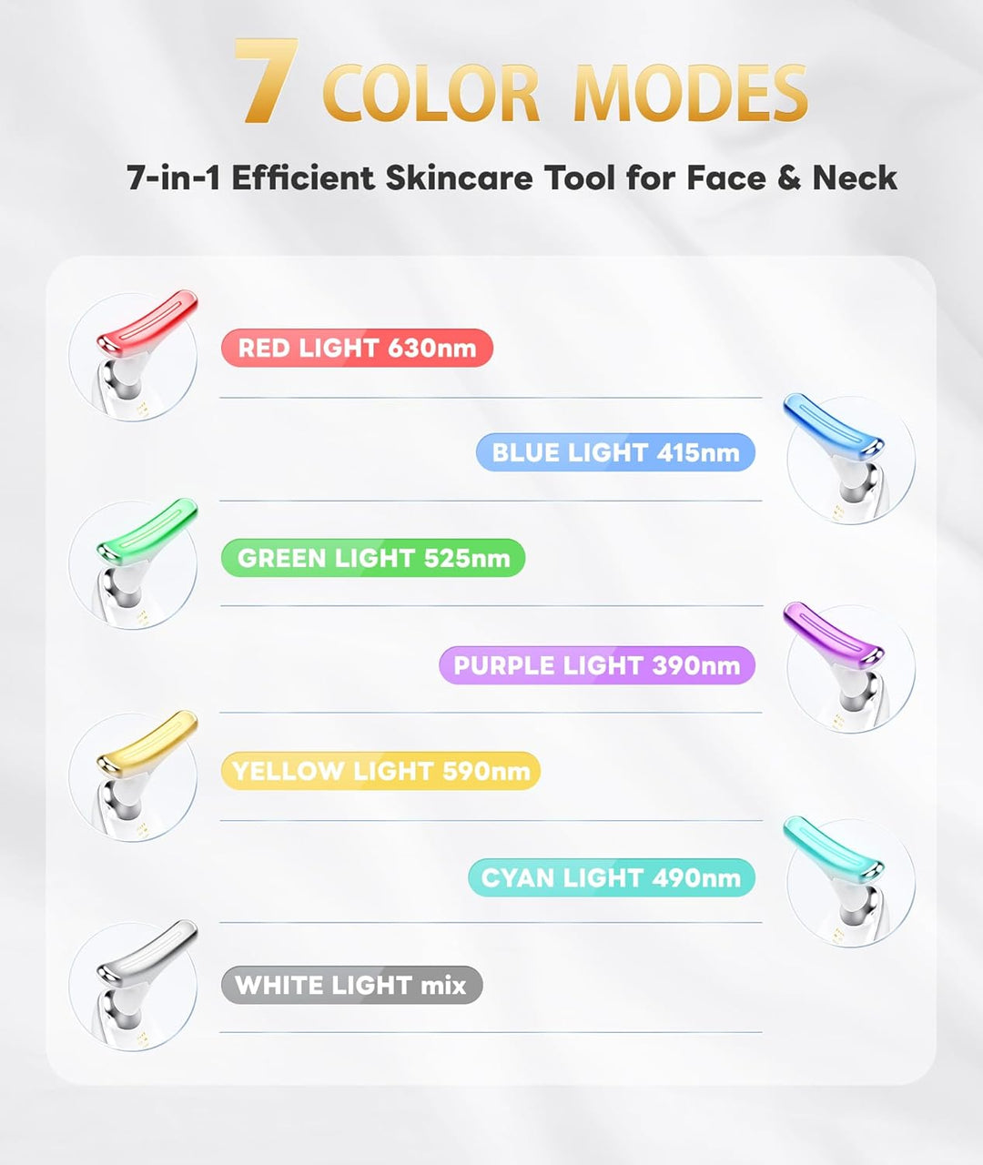 7-in-1 LED-Lichttherapiegerät für Gesicht und Hals, 7 Farbmodi, Hautpflege, Anti-Aging.