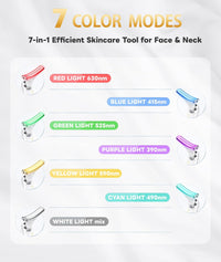 7-in-1 LED-Lichttherapiegerät für Gesicht und Hals, 7 Farbmodi, Hautpflege, Anti-Aging.