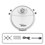 Weißer Saugroboter mit Zubehör, automatischer Staubsauger, Reinigungsroboter, effizient, modern.