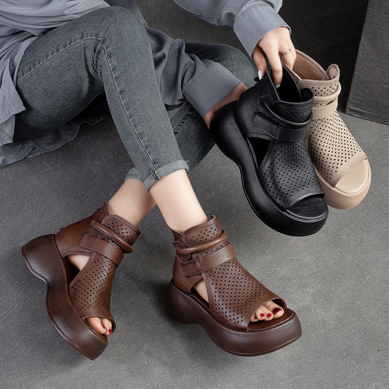 Orthopädische Leder-Sandalen Damen mit stoßdämpfender Sohle – Meike Herbstedition