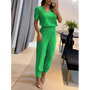 Trendiger Damen Jumpsuit mit Kurzarm & weitem Bein – Alina